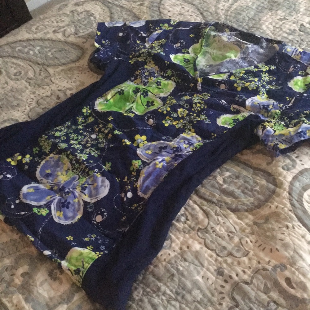 Navy Blue Cherokee Scrub Top